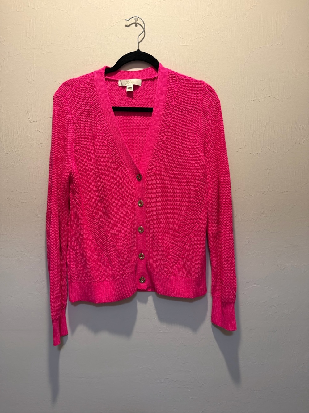 💕 EUC Lilly Pulitzer Bright Hot Pink V-Neck Button Cardigan💕